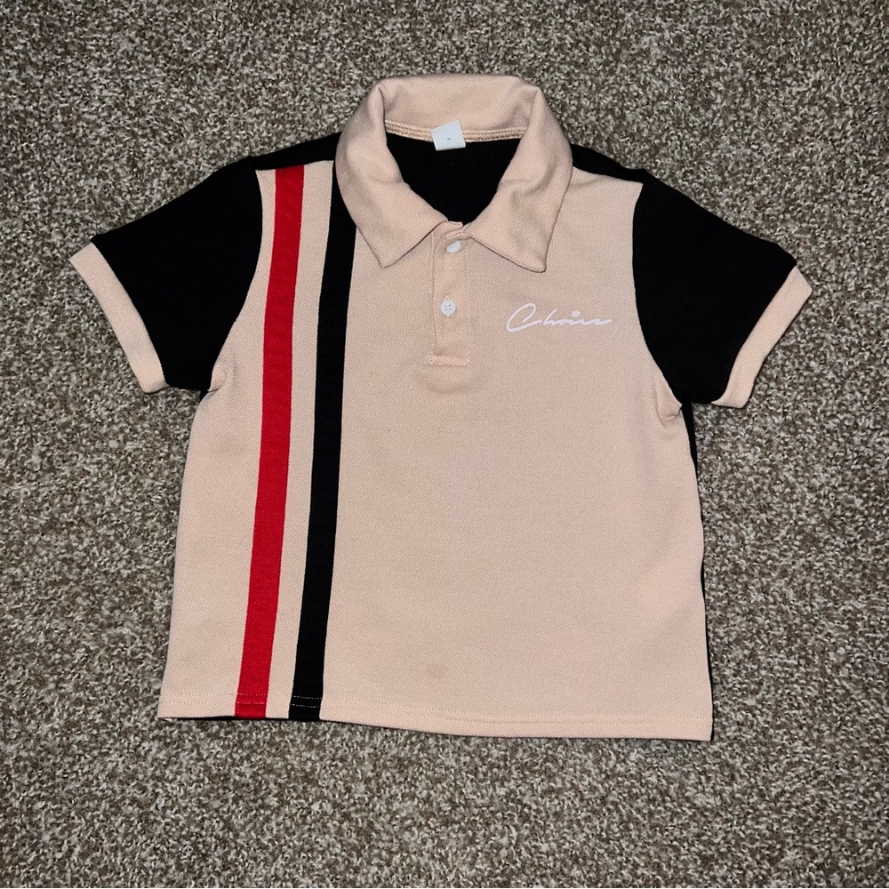 SHEIN Tan & Black Collar Short Sleeve Size 4Y